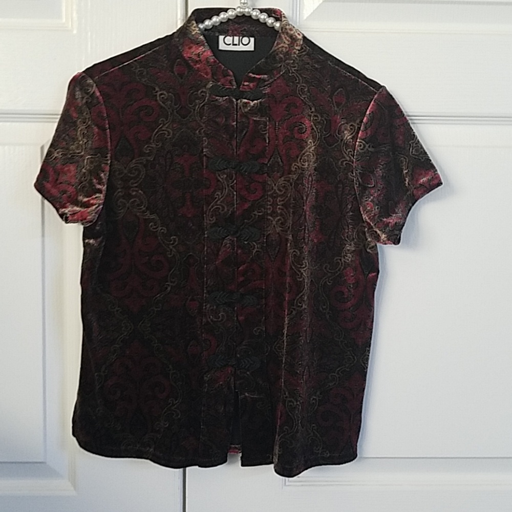 Clio Mandarin color vevet blouse 🌺 burgundy/gold